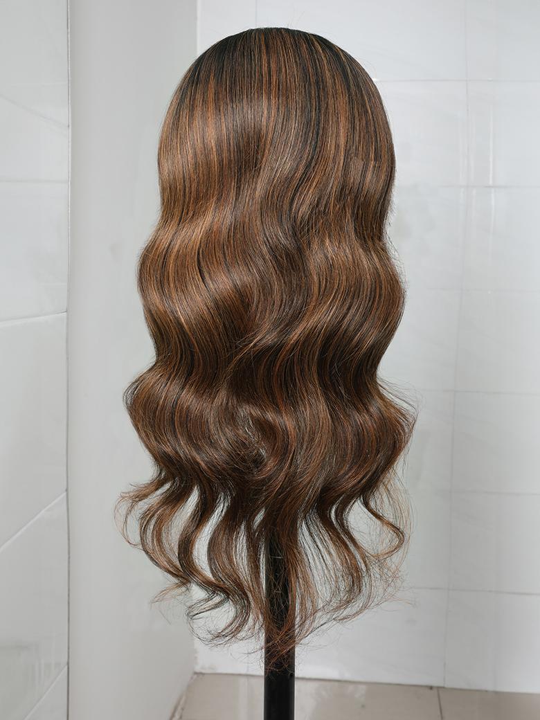 Bronde Balayage Highlight Ombre Body Wave Headband Wig Glueless Put On And Go Wig 150% Density