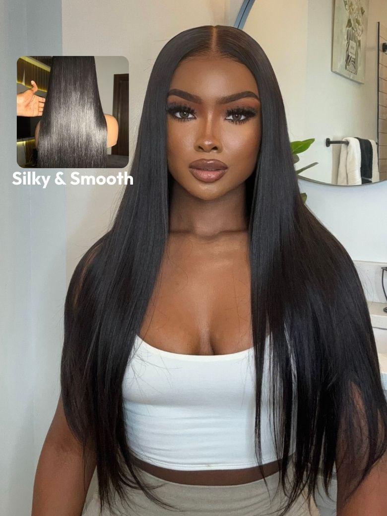 Auburn Brown13x4 Pre-Everything? Lace Frontal Loose Wave 100% Human Hair Wig with Invisi Drawstring & Face Framing Layers 150% Density
