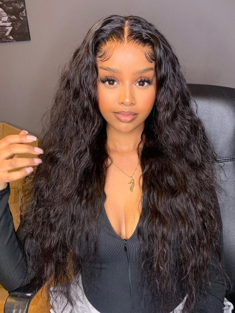 Pre Cut 6x4.5 Lace Water Wave Air Wig Put On And Go 150% DensityWigs Breathable 3D Cap Human Hair Wigs