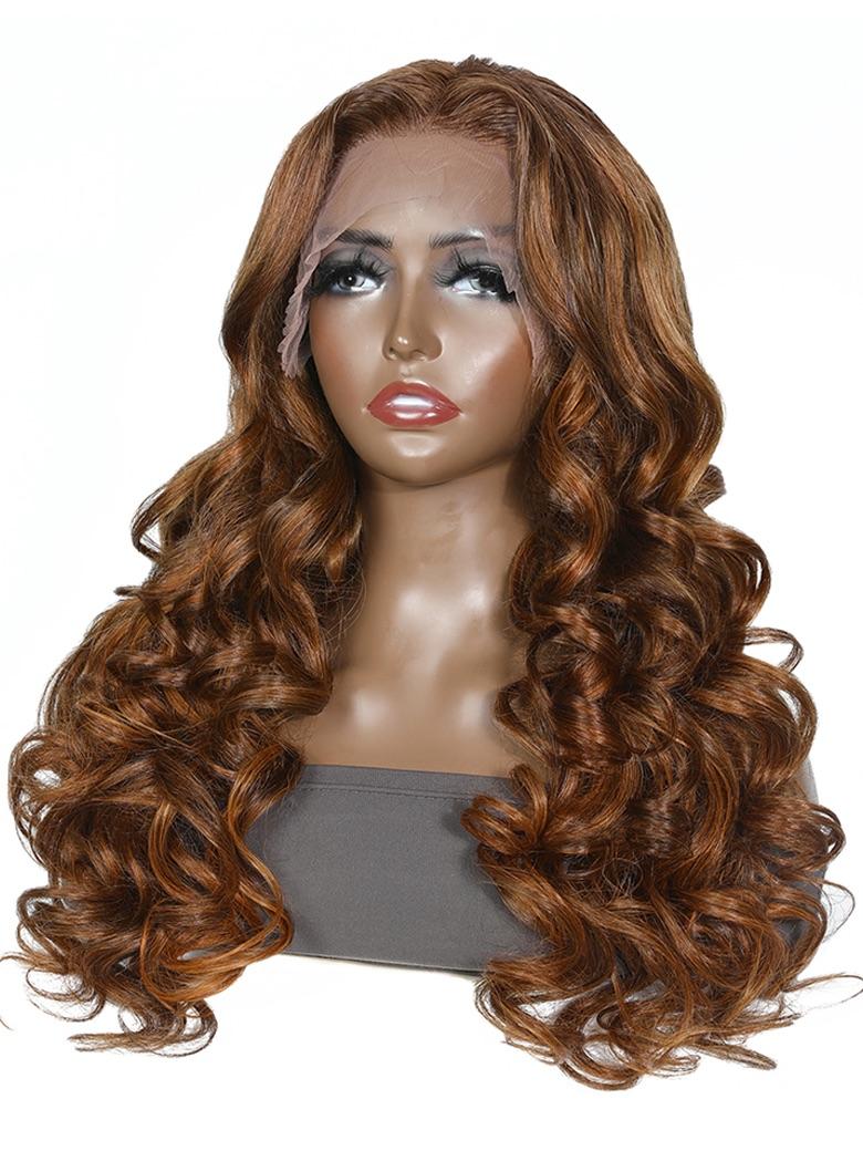 Light Brown 180% Density Loose Wave Big Voluminous Curl 13x4 lace Front Wig
