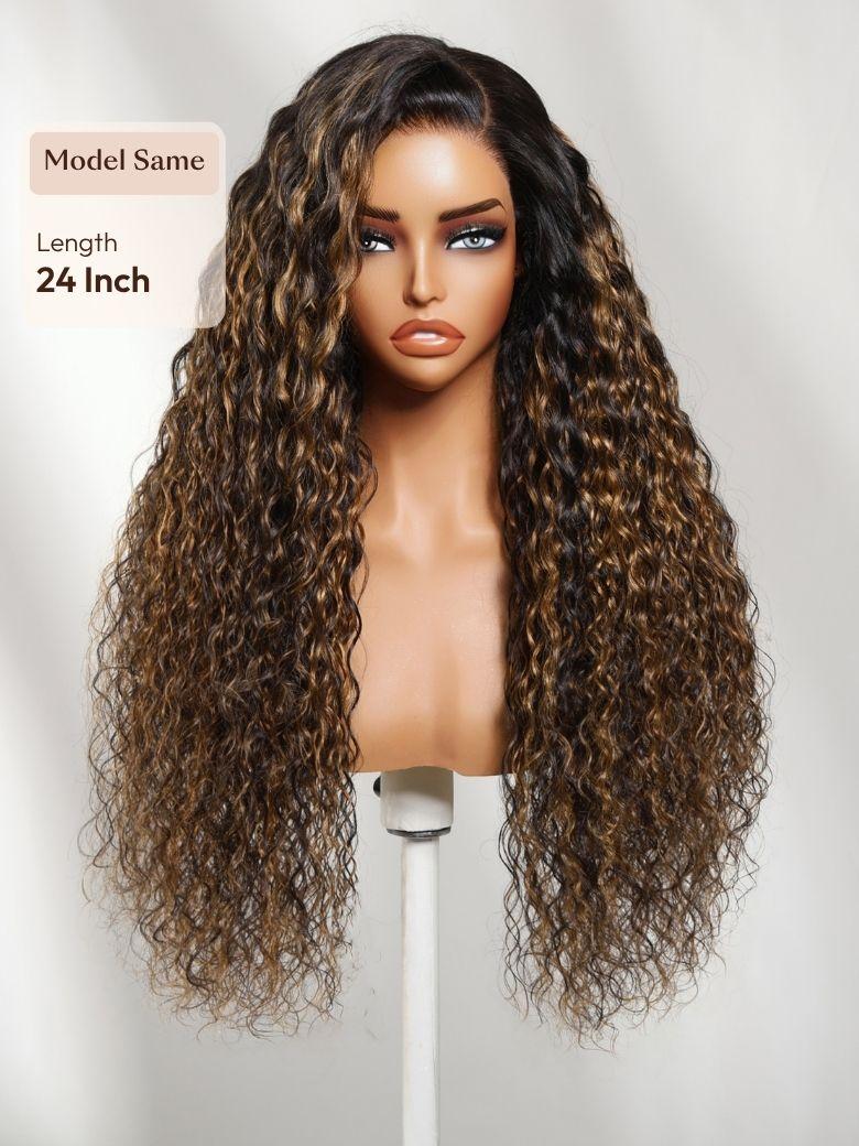 7x5 Bye Bye Knots? Wig Glueless Lace Balayage Highlight Body Wave Drawstring & With Bangs Wig
