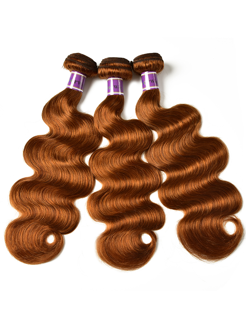 #30 Colored Hair Bundles 1 Bundle 100g Remy Hair Extensions Brown Color Body Wave Straight