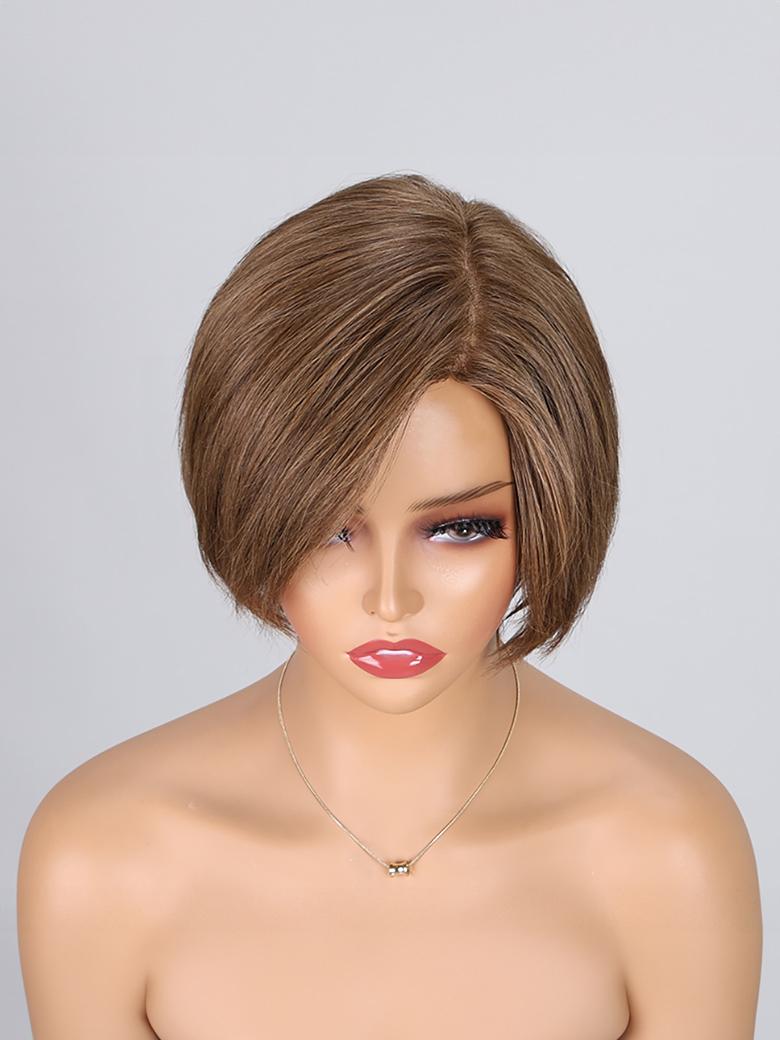 Graceful Resolute Monofilament Semi Hand Tied Chocolate Mix Short Hair Wig