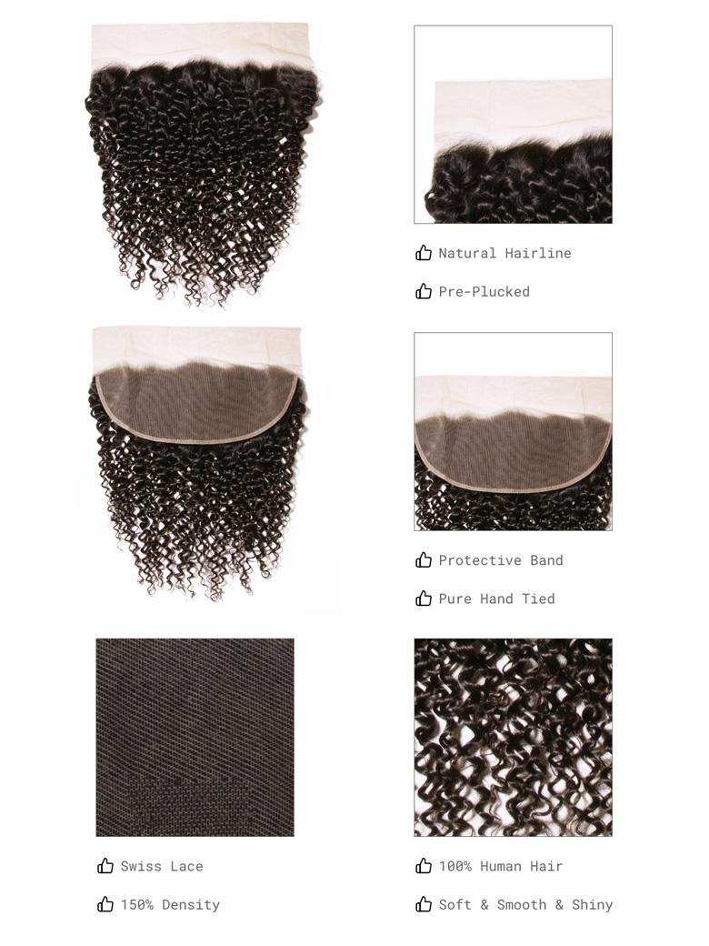 Hair 3 pcs Jerry Curly Bundles With 13x4 Lace Frontal