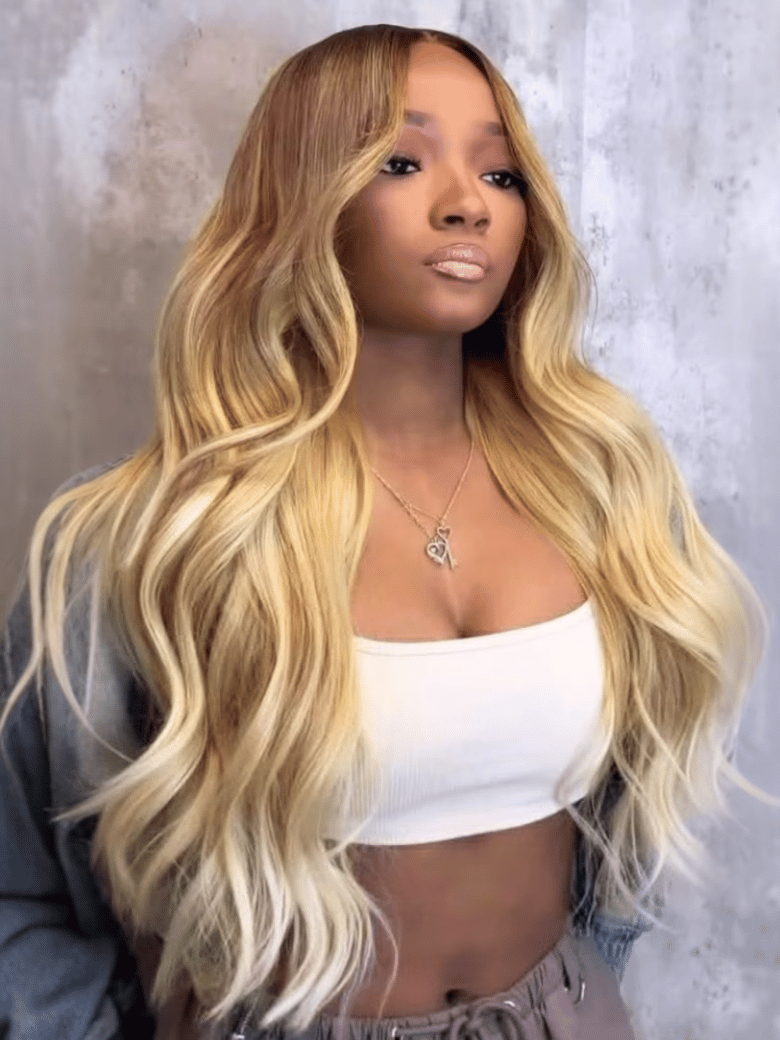 Bye-Bye Knots Wig 7x5 Lace Loose Wave Honey Blonde Ombre Wig 180% Density