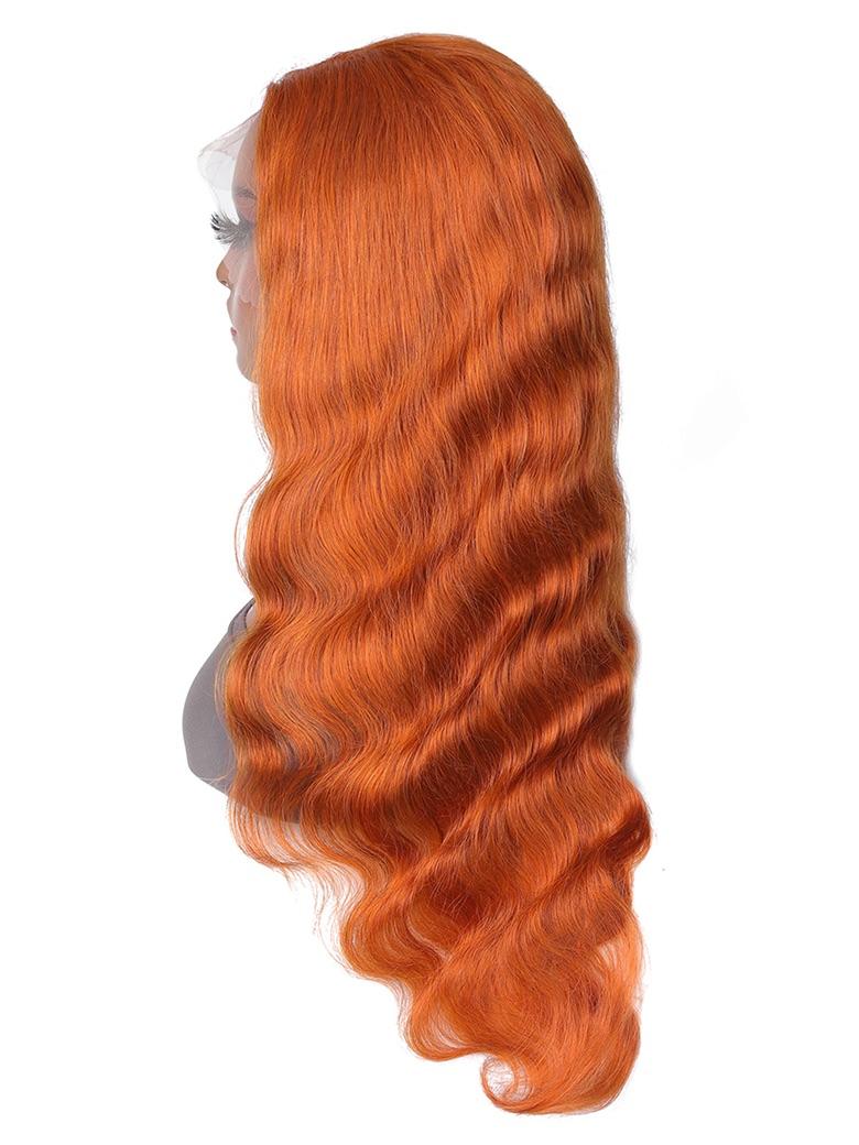 Ginger Hair Color Lace Wigs Body Wave Human Hair Wavy Wig
