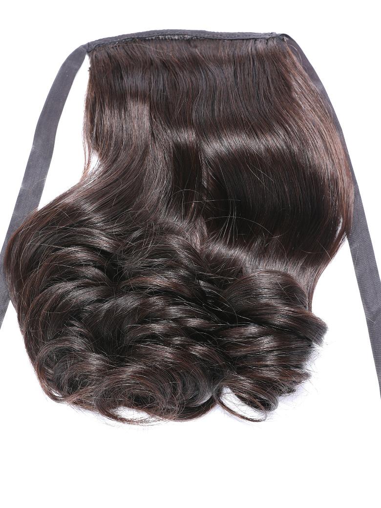 Machine-Made Natural Black Loose Wave Clip-In Ponytail Extension