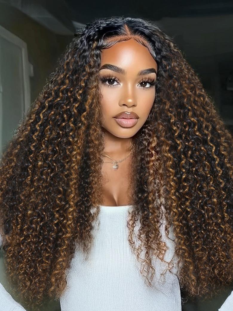 EasiContour? V Part Minimal Glueless Curly Glueless Wig With Invisi Drawstring 100% Human Hair 150% Density