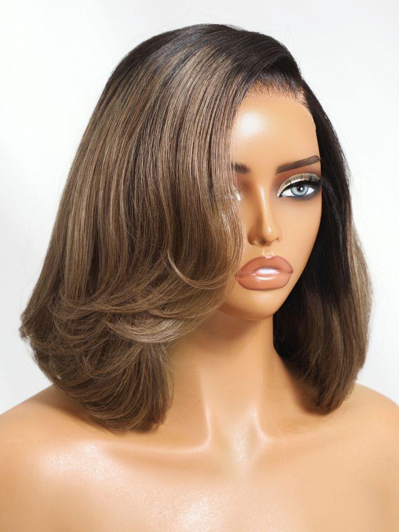 Bye-Bye Knots? 7x5 Lace Black Cherry Glueless Bob Drawstring Wig with Curtain Bangs