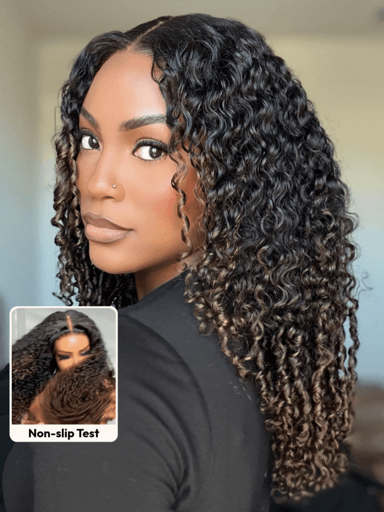 Mixed Texture Bye-Bye Knots? 7x5 Lace Natural Black Jerry Curly Wig with Defined Finger Coil Ends