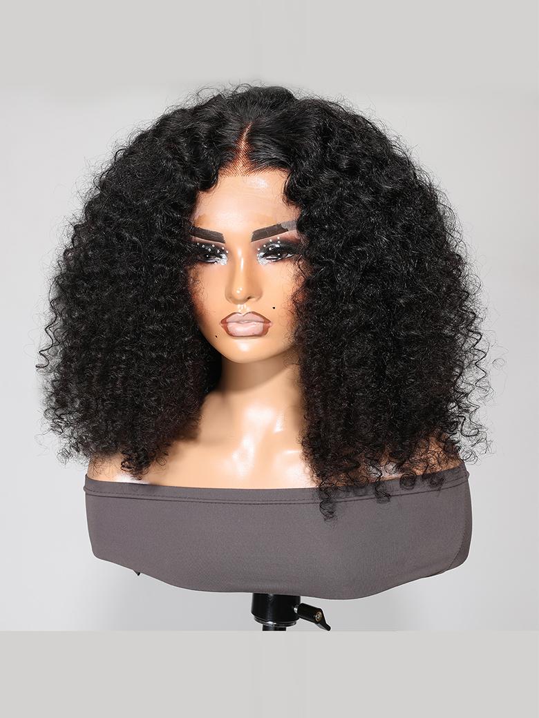 13x4 Lace Front Fluffy Kinky Curly Afro Black 16 Inch Shoulder Length Wig