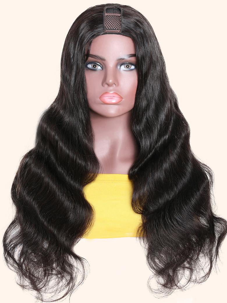 250% High Density Body Wave U Part Human Hair Sew In Wig