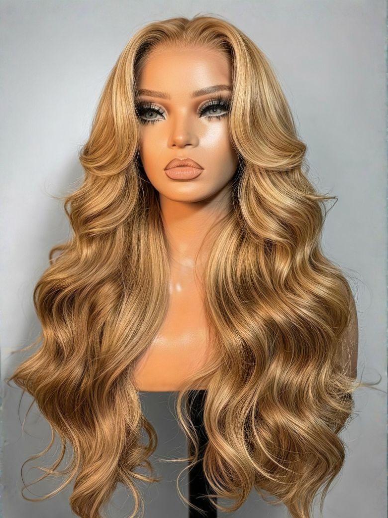 7x5 Bye-Bye Knots Wig With Drawstring Pre-Cut Glueless Lace Honey Blonde Body Wave Wig