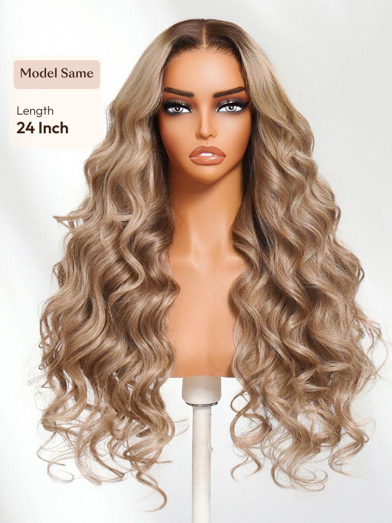 13x4 Pre-Everything? Lace Frontal Auburn Brown Loose Wave& Water Wave Wig with Invisi Drawstring & Face Framing Layers 150% Density