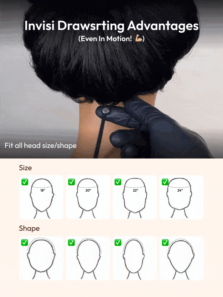 EasiContour? V Part Minimal Glueless Curly Glueless Wig With Invisi Drawstring 100% Human Hair 150% Density