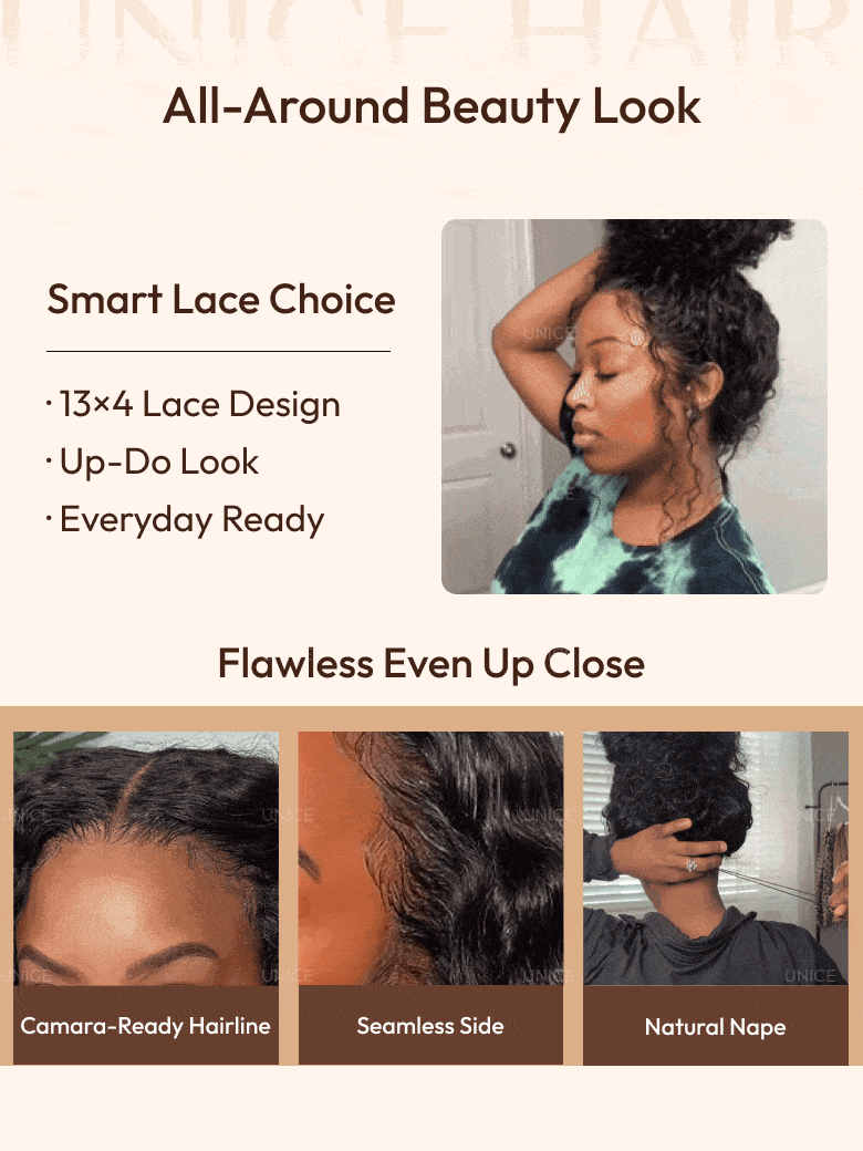 13x4 Pre Everything? Pre-Cut HD & Transparent Lace Front Water Wave Drawstring Wig With Baby Hair