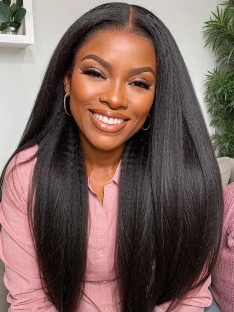 Bye Bye Knots Wig 7x5 & 13x4 Pre-Everything Glueless Lace Black Yaki Straight Wig With Bleached Knots