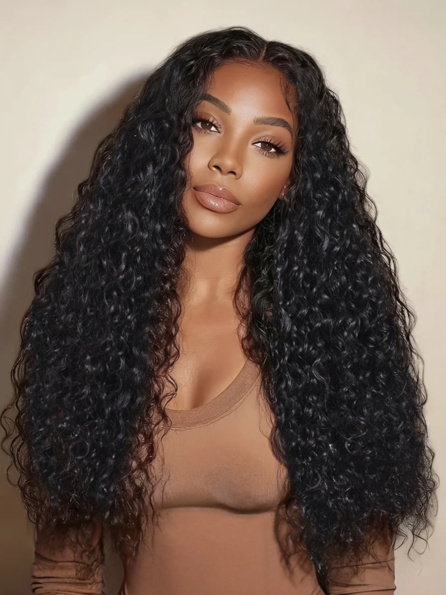 Defined Deep Wave Bye-Bye Knots? 7x5 Lace Natural Black Wig with Invisi Drawstring