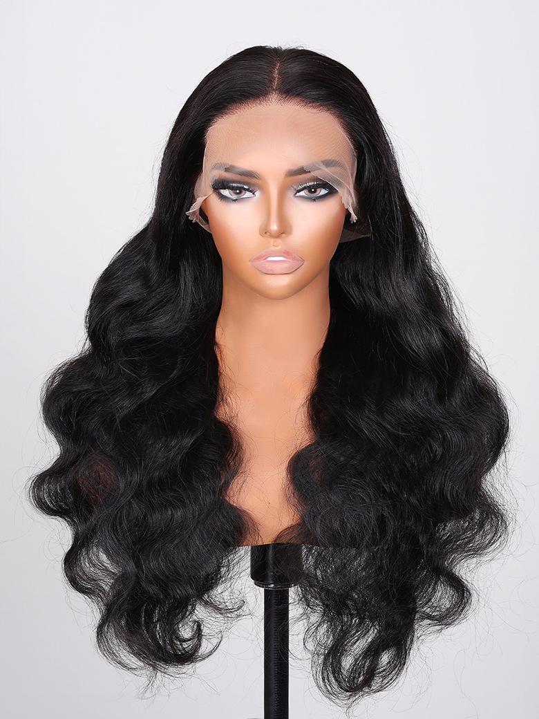 Affordable Body Wave/Straight Hair 180% Density 360 Lace Frontal Realistic Wig Natural Black