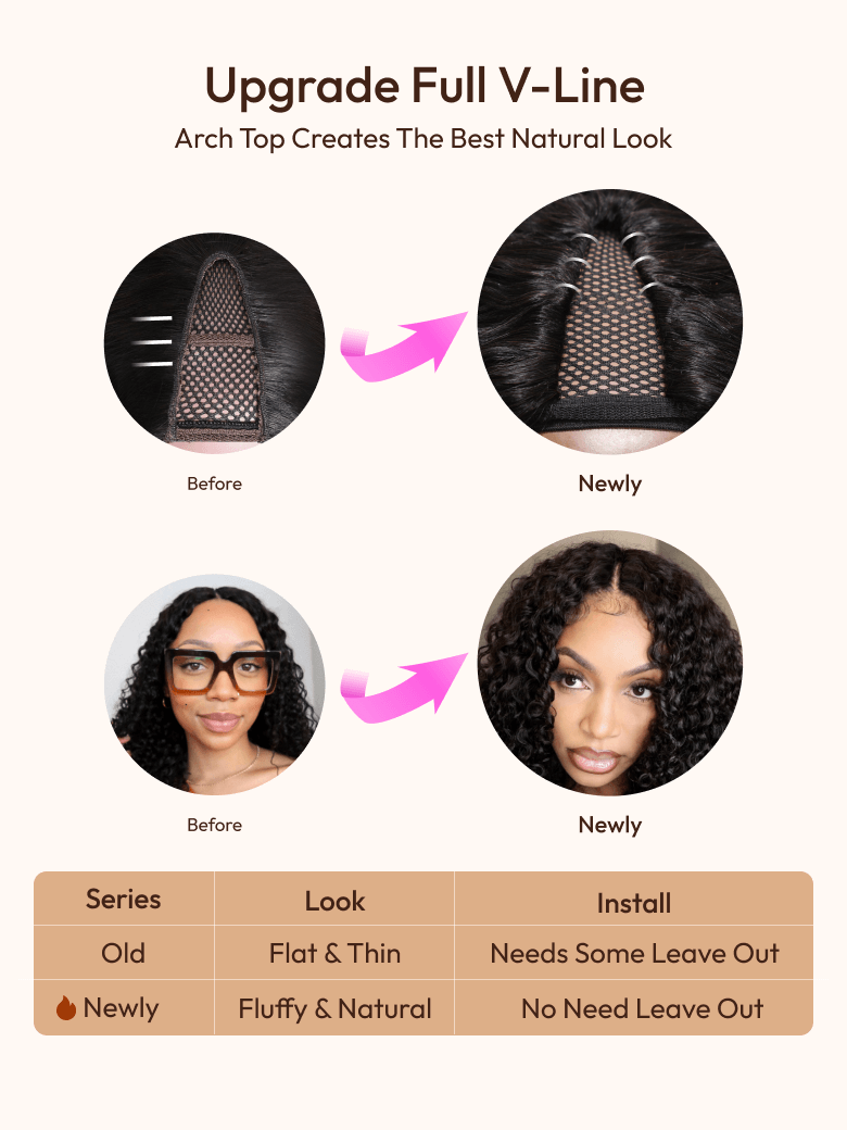EasiContour? V Part Minimal Glueless Curly Glueless Wig With Invisi Drawstring 100% Human Hair 150% Density