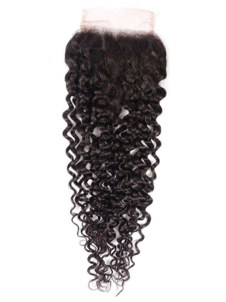 Natural Color Brown Balayage Jerry Curly 4x4 Free Part Lace Closure