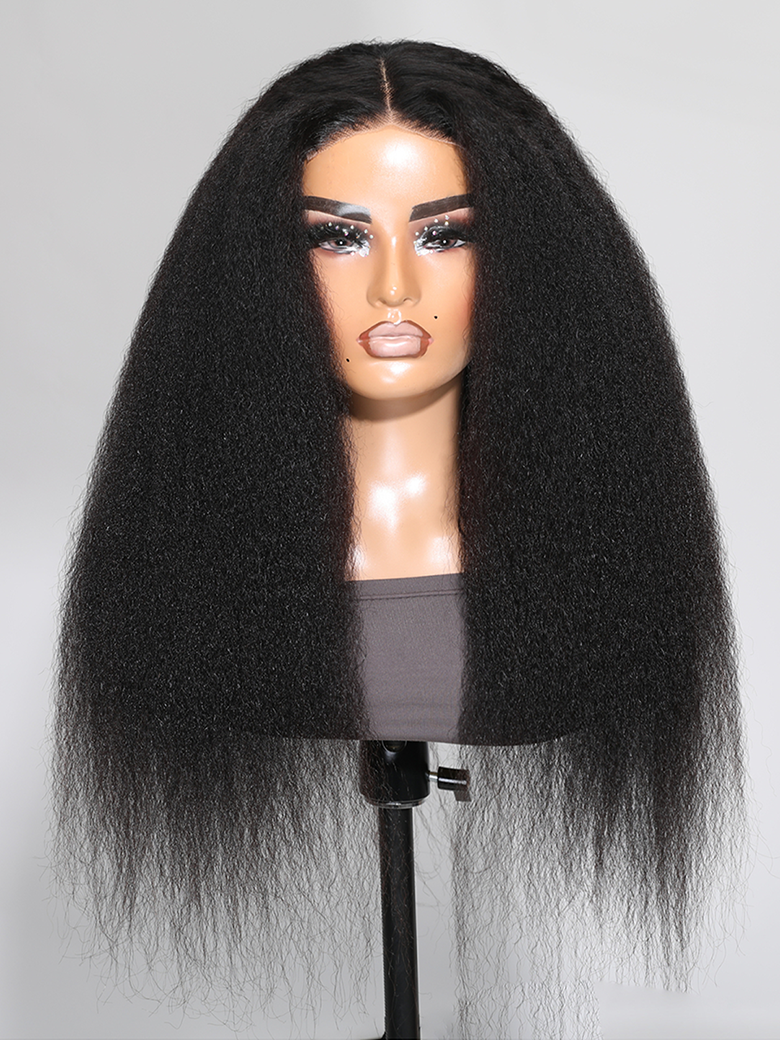 Put On And Go Pre Cut Lace 6x4.5/7x5/13x4 Closure Kinky Straight Black Quick & Easy Glueless Air Wig