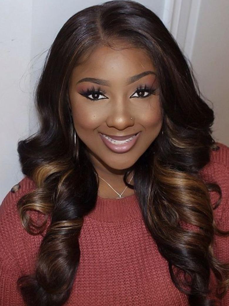 Bye Bye Knots Wig 7x5 Glueless Black to Chestnut Brown Ombre Loose Wave Wig With Bleached Knots