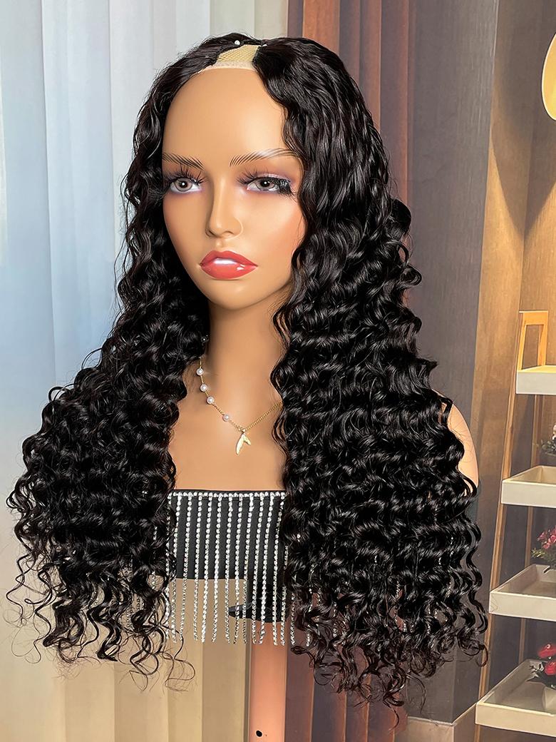 250% High Density Deep Wave V Part Wig Last Minute Style Super Natural Glueless Wig