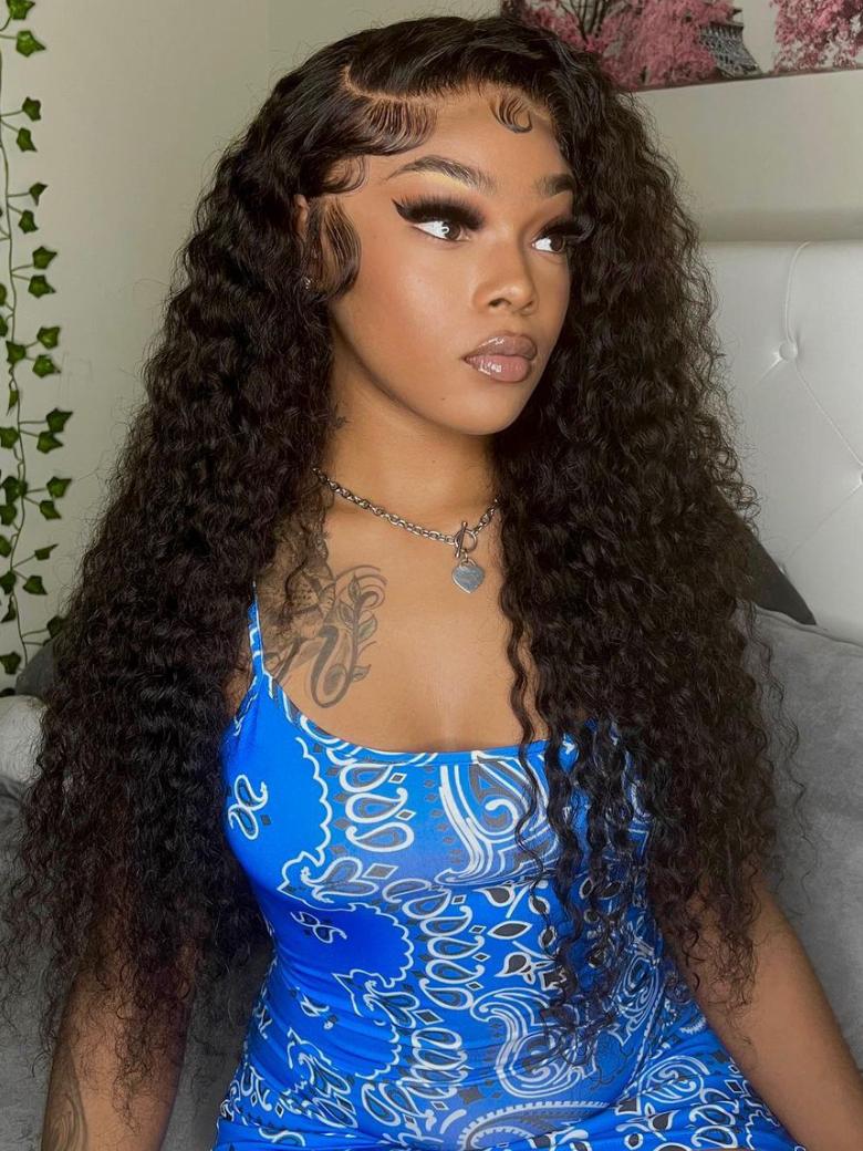 Glueless Invisible 250% Super Full Density Curly Human Hair HD Lace Clsosure Wigs