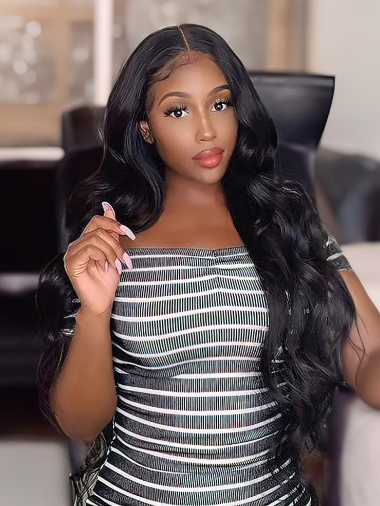 Full Lace Long Body Wave Human Hair Wig 150% and 180% Density