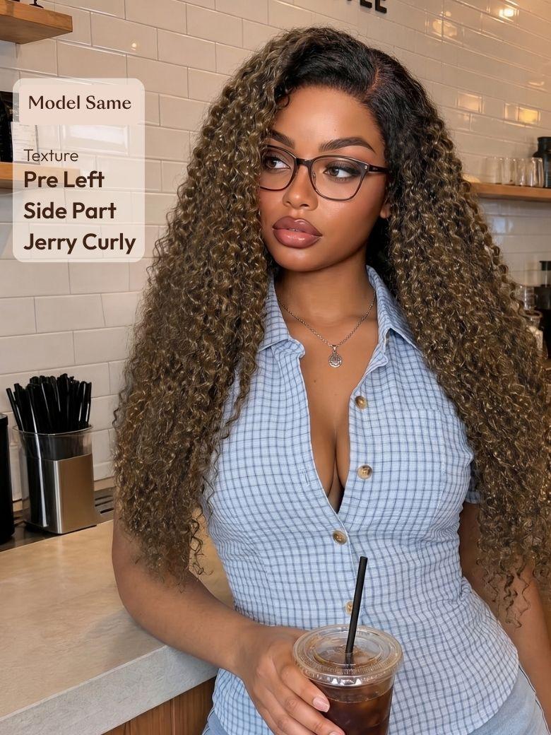 7x5 Bye Bye Slip? Lace Ash Brown With Dark Roots Water Wave/Curly Glueless Wig with Invisi Drawstring