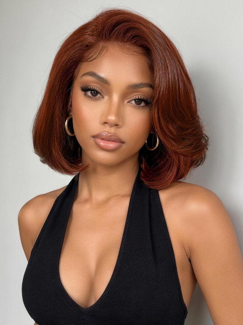 7x5 Bye Bye Slip? Lace Dark Brown to Golden Caramel Ombre Curly Glueless Wig with Invisi Drawstring