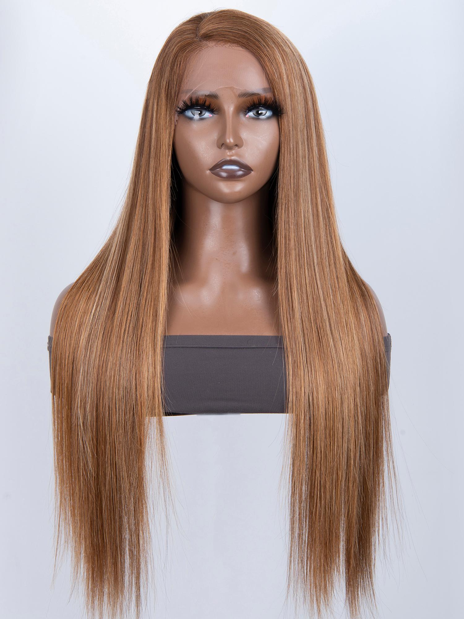 Tatiana Approved 13x4 Lace Front Toffee Brown Piano Highlights Straight Wig