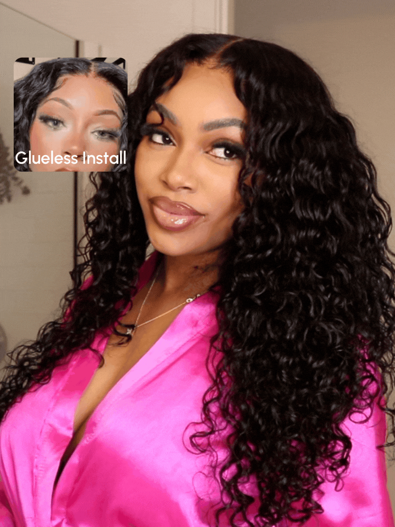 7x5 Bye-Bye Knots? Wig Water Wave Invisible Knots With Invisi Drawstring With Baby Hair