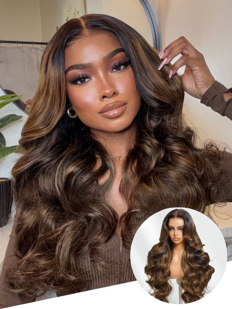 Balayage 13x5 Lace Wig Body Wave Wig Shadow Root Blonde Highlight 150% Density
