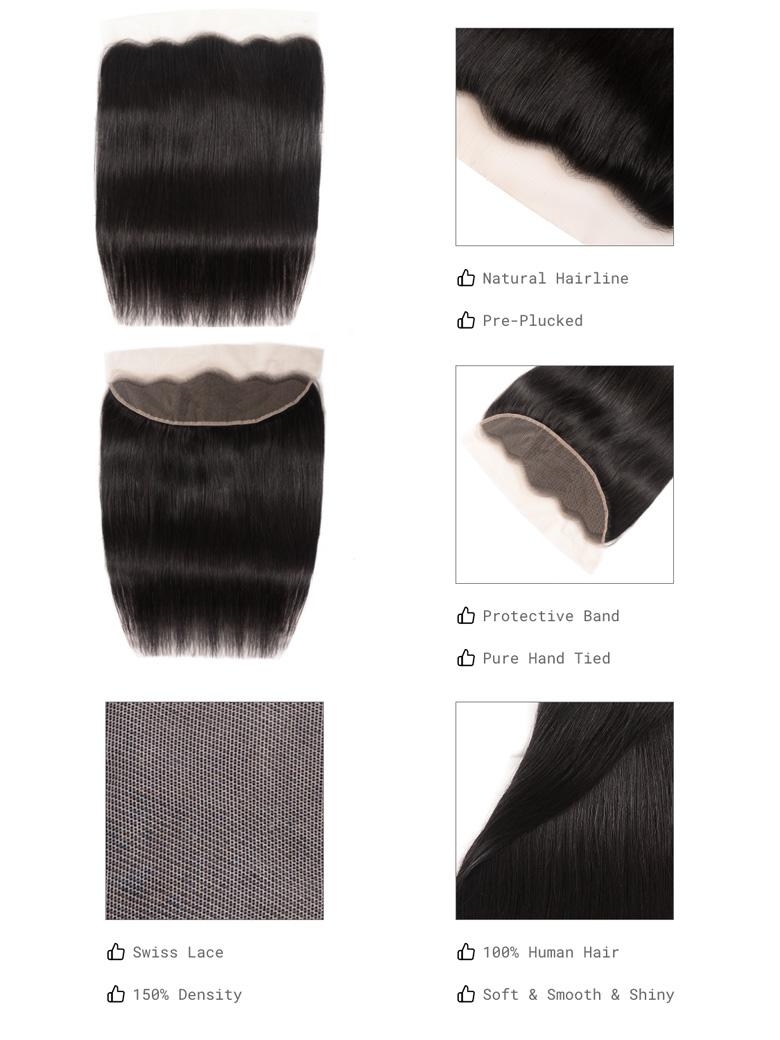 Hair Straight Virgin Human Hair 4 Bundles With 13x4 Lace Frontal