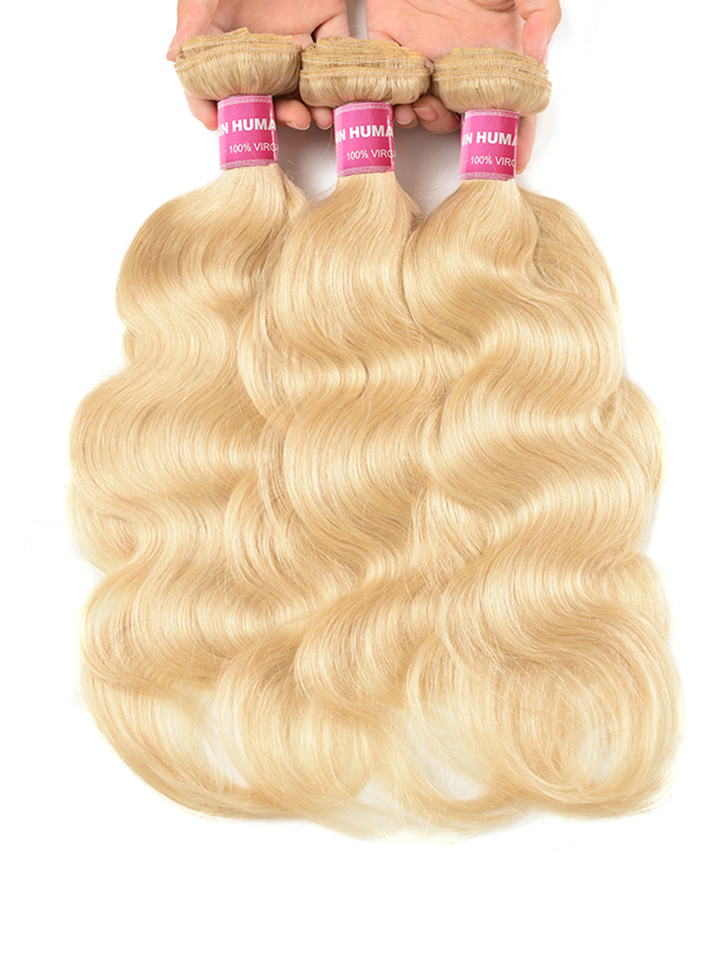 Hair 3PCS 613 Blonde Virgin Human Hair Bundles Body Wave Hair