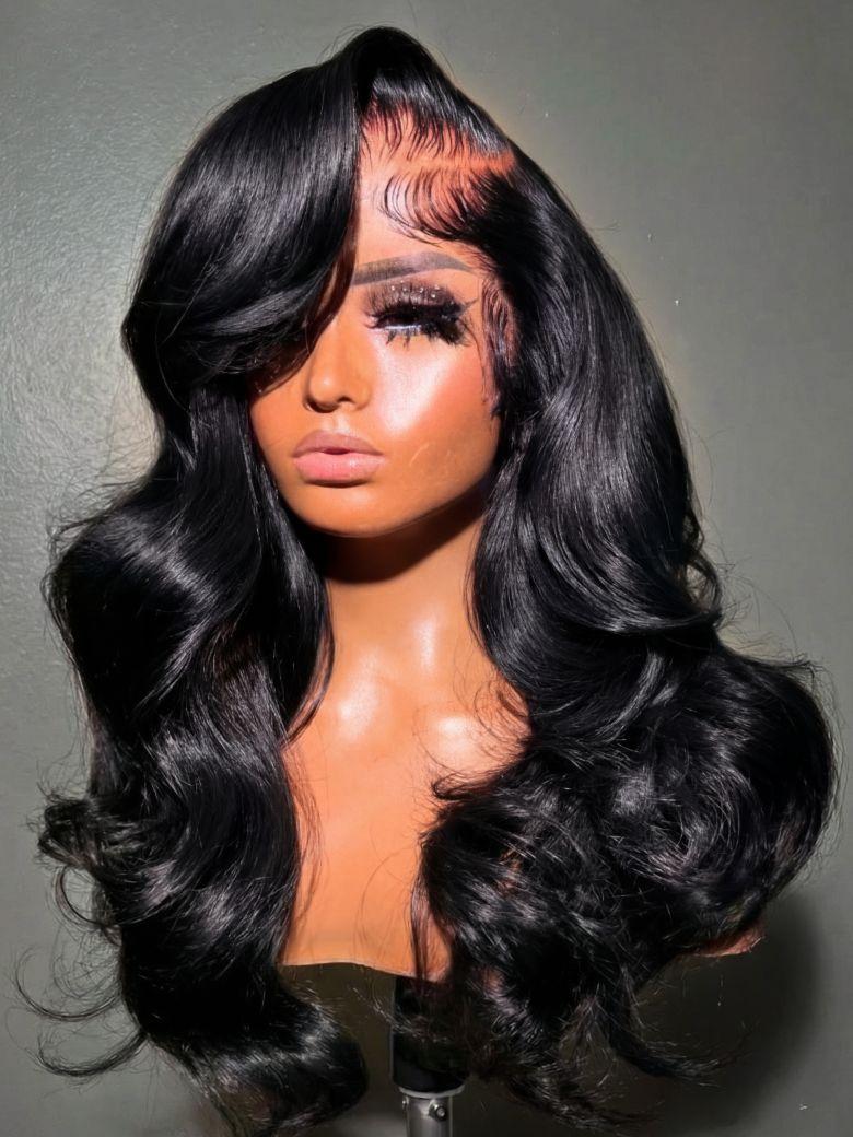 Bye-Bye Slip? Wig Feathered Layer Left Side Part 200% Density Wig with Secure Silicone Strips and Drawstring