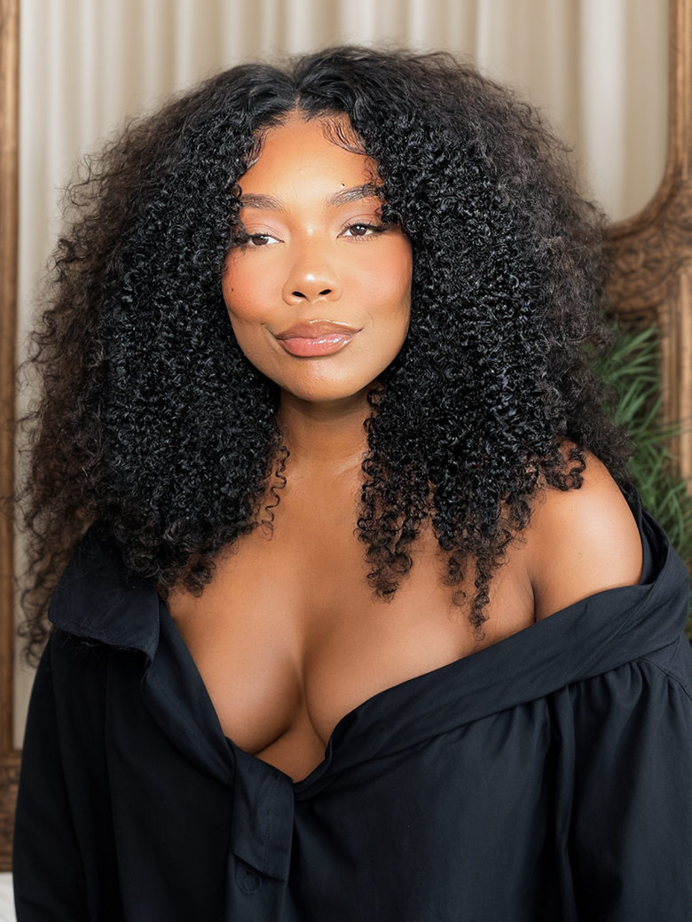 250% Density Beginner Friendly V Part Kinky Curly Wig Zero Skill Needed Protective Style