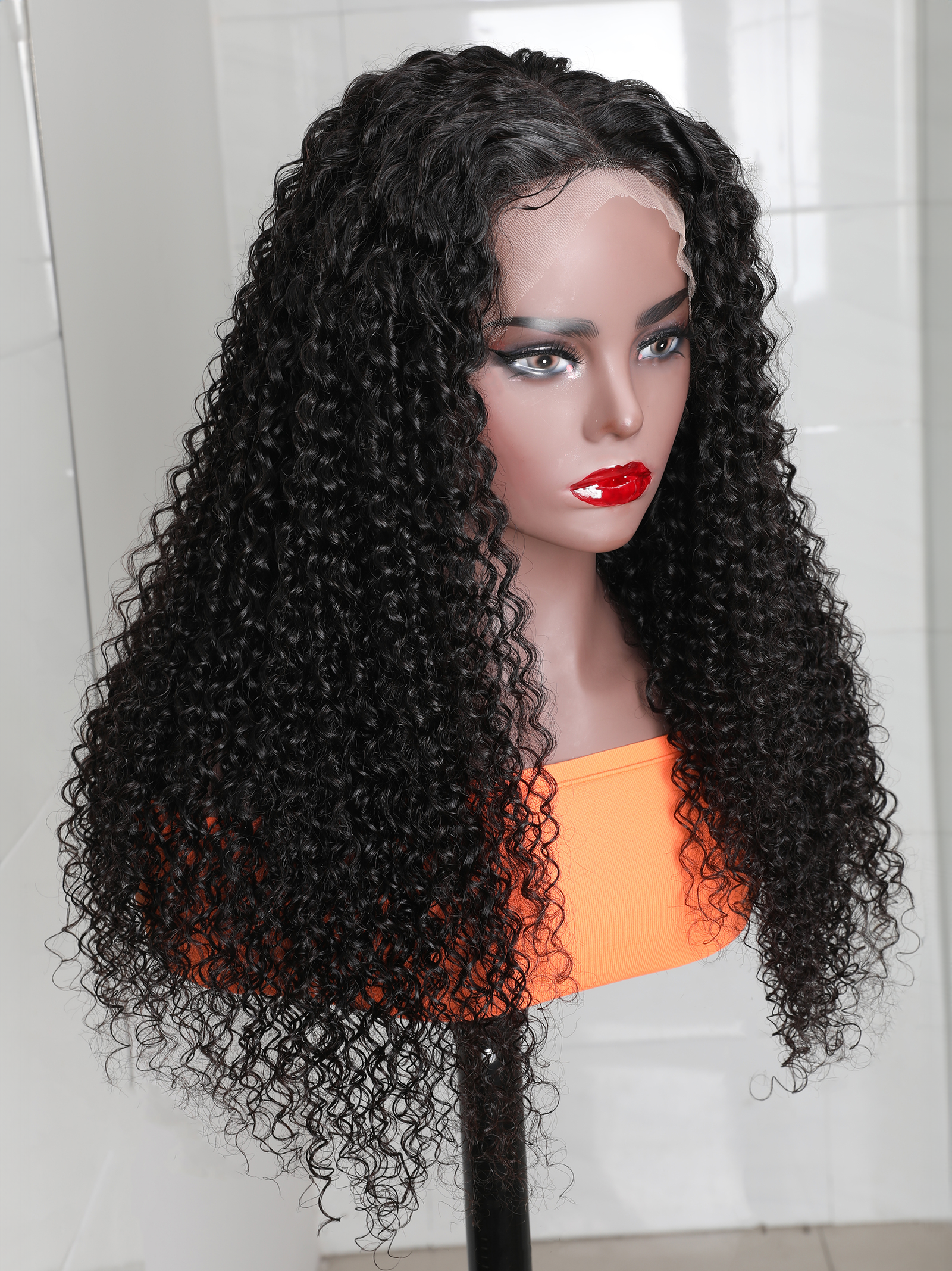Glueless 250% Density Curly 13x4 HD Transparent Lace Frontal Wigs