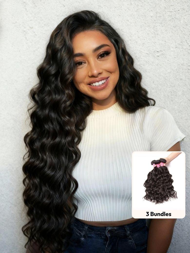 Natural Wave Texture Human Hair 3Pcs Bundles