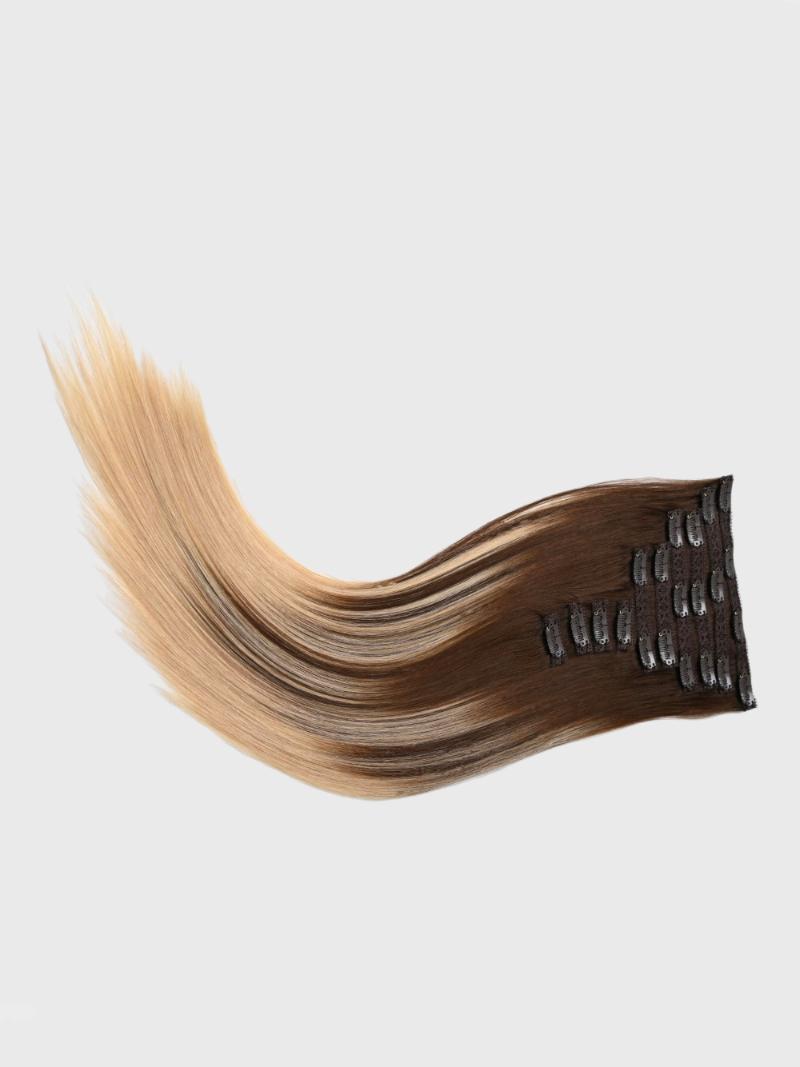 Warm Brown & Honey Blonde Ombre Human Hair Clip In Extension