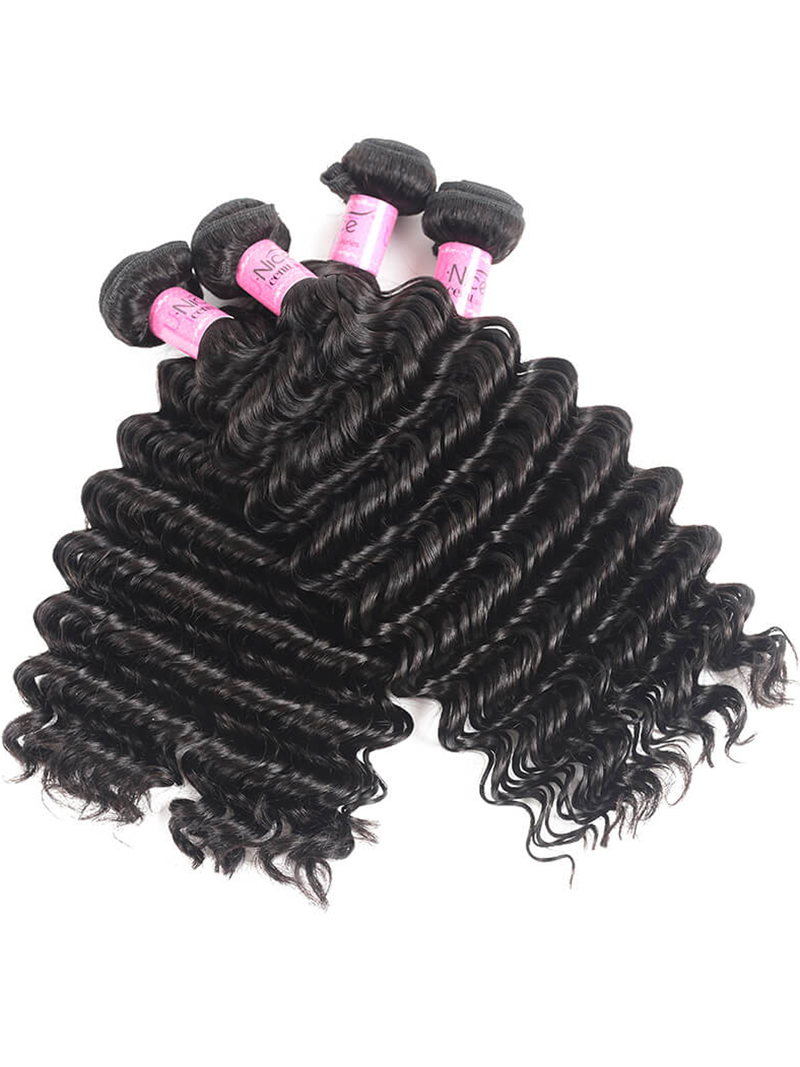 Hair 4 Bundles Human Deep Wave With Lace Frontal