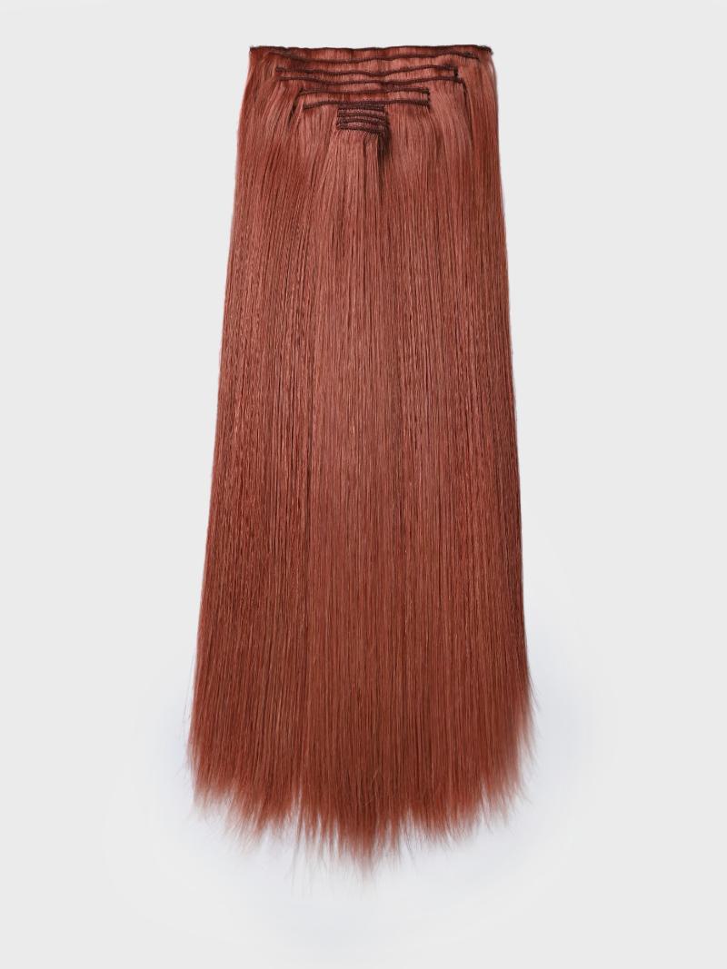 Vibrant Red Human Hair Clip In Extension