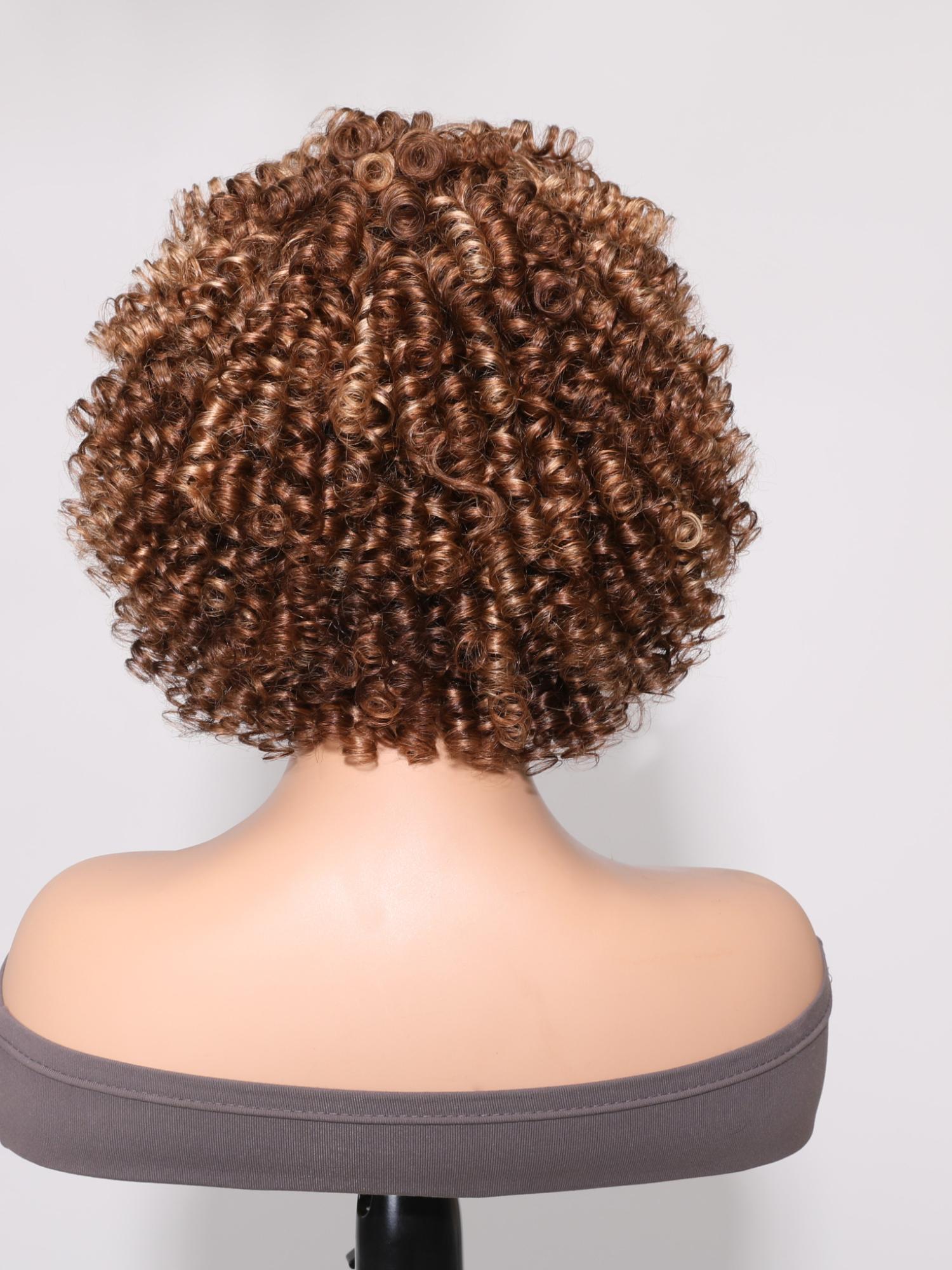 Glueless Spring Bouncy Curly Honey Blonde Bob Wig