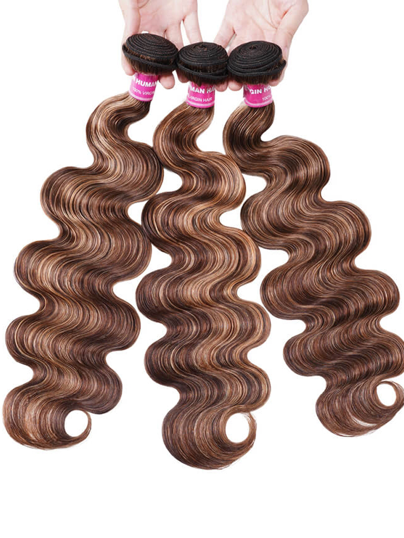 Mix Color Body Wave Hair Weaving 3 Bundles Honey Blonde Color