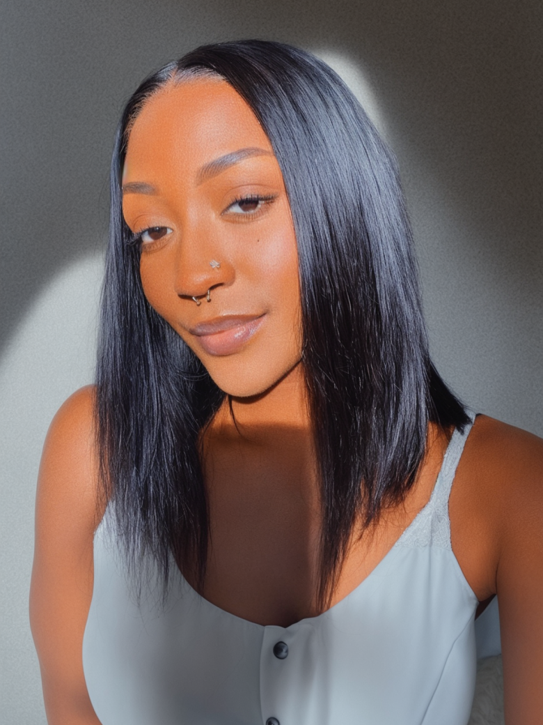 Friday Flash Sale Black Short Bob V Part Straight Natural Hairline Wigs No Leave Out