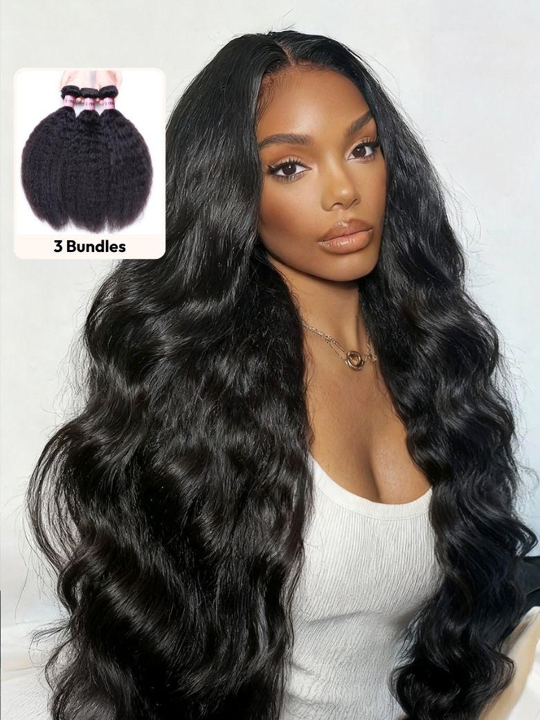 3Pcs Kinky Straight Indian Real Human Hair Bundles Deal