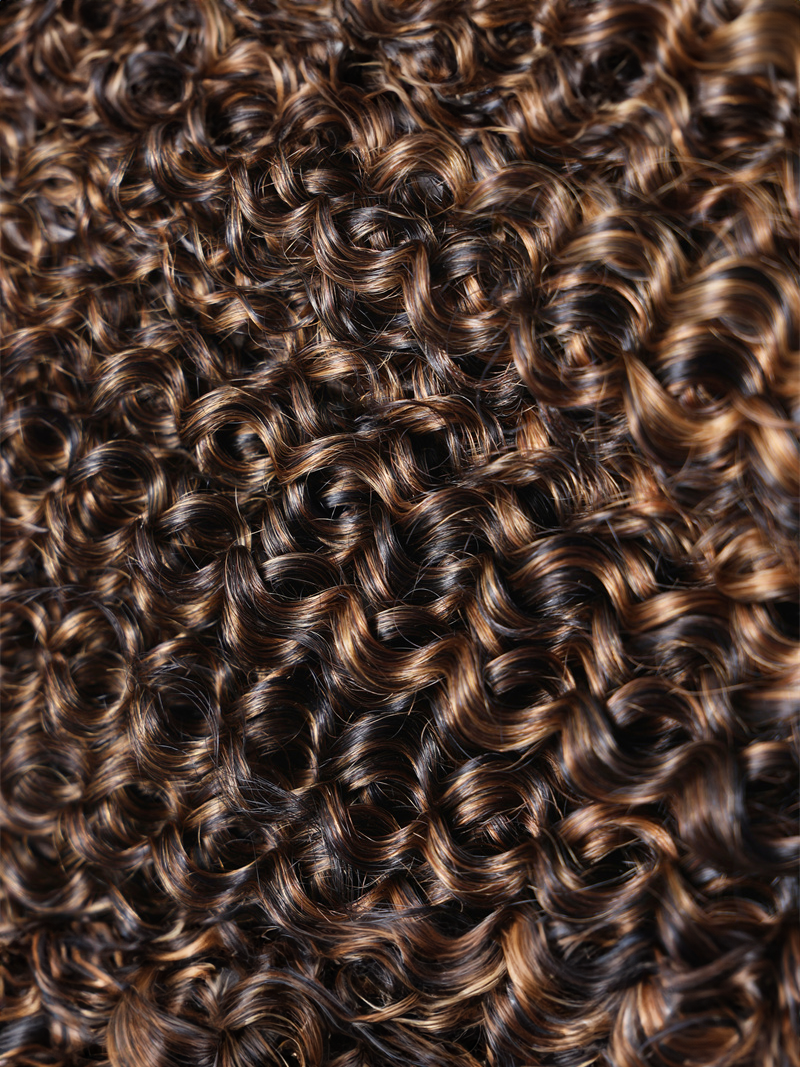 #FB30 Brown Balayage Highlight 3Pcs Jerry Curly Human Hair Bundles