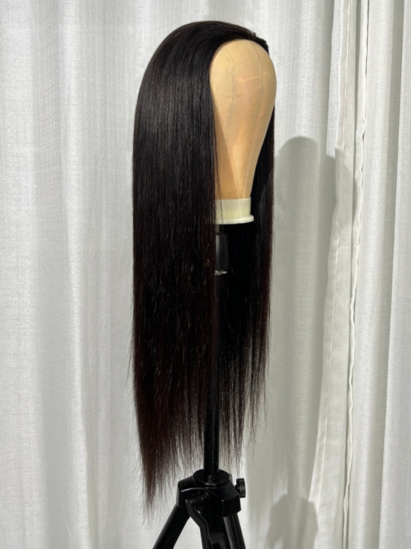 Straight Black Half Wig With Versatile Style And Easy Install